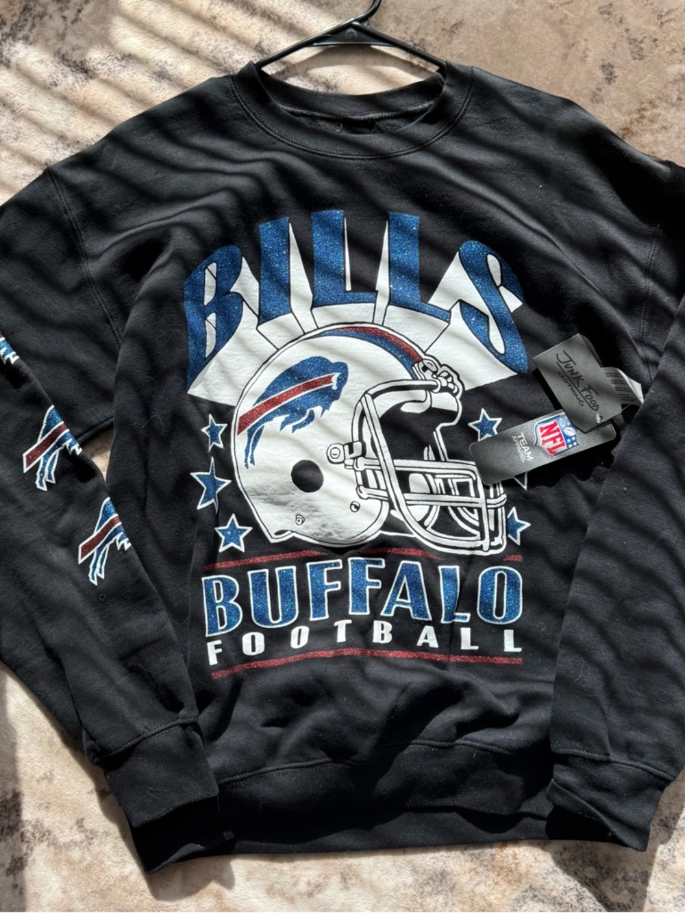 Junk Food Clothing Buffalo Bills Black Graphic Crewneck Sweatshirt